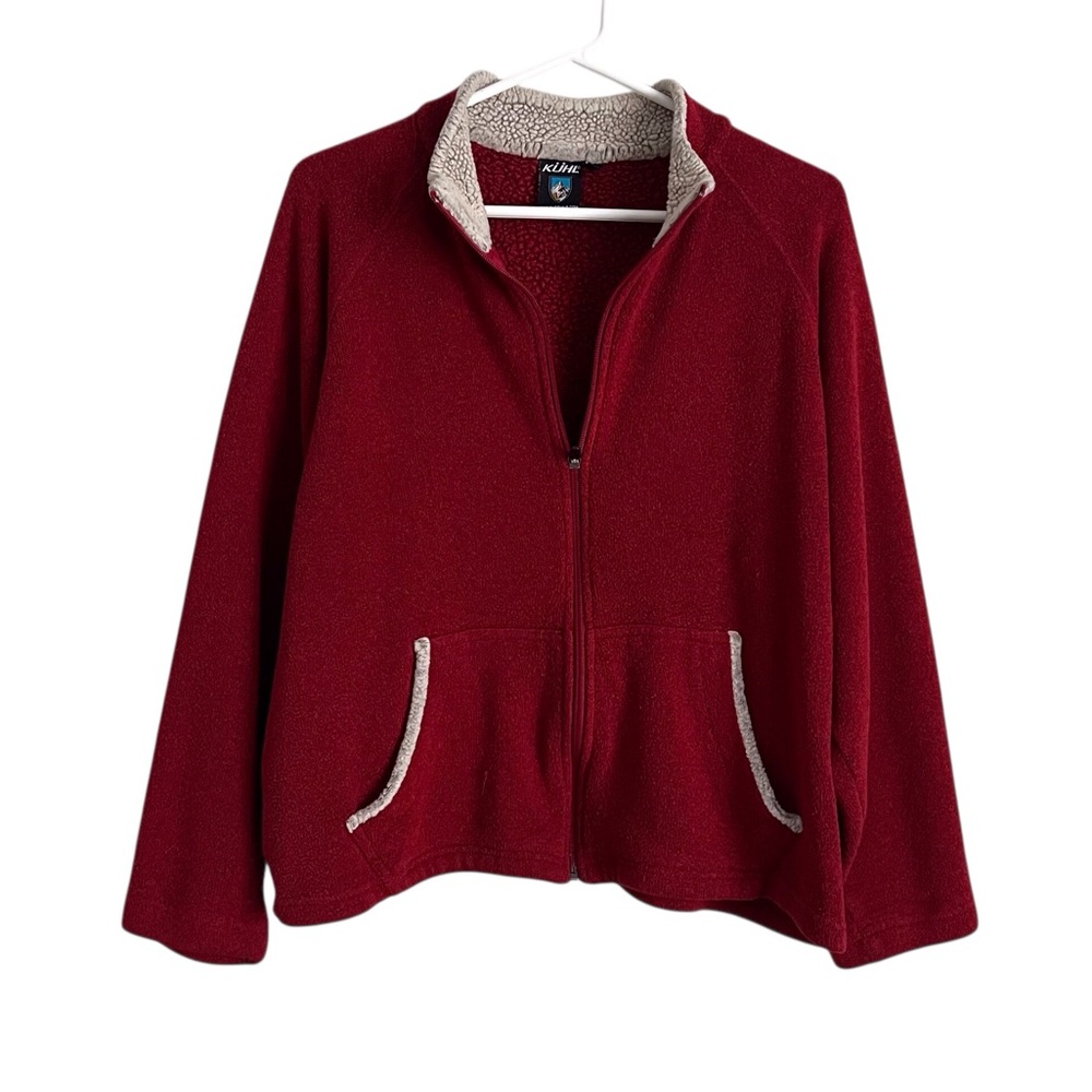 Kuhl Womens Red Zip Jacket Knit Outdoor Winter Holiday Active Hiking Gorpcore XL